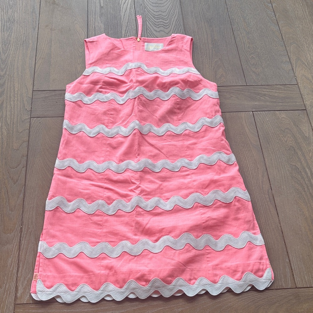 Lilly Pulitzer Pink Dress with White Wave Trim